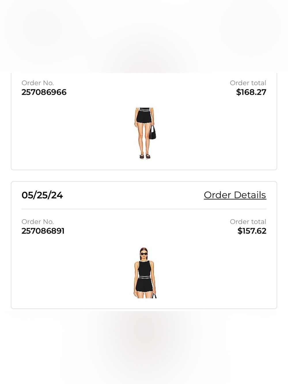 L'Academie Black Sleeveless Knit tank and high waisted shorts with White Trim - Picture 3 of 9
